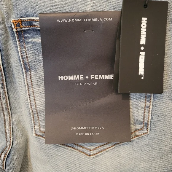 NWT Homme + Femme Letterman Men's Drip Denim Blue With White Letters Size 30/S - Picture 9 of 13